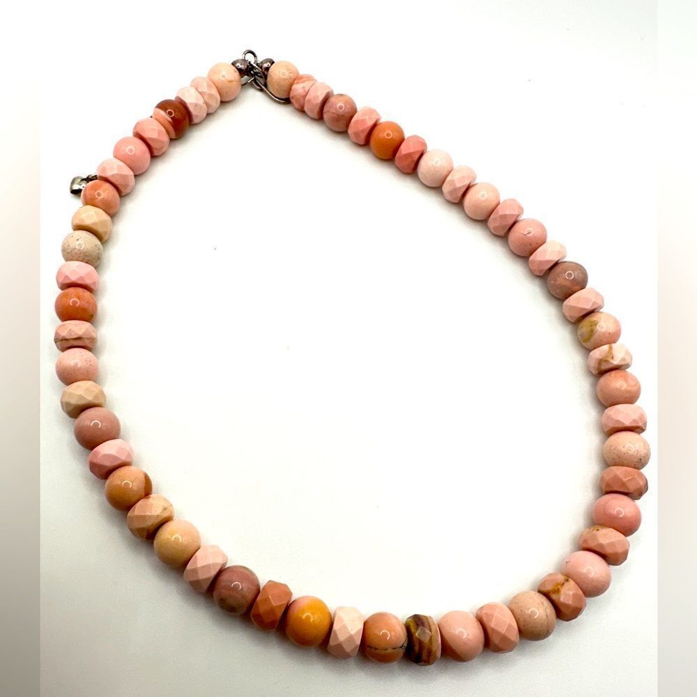 Jay King DTR Sterling Silver possible‎ pink opal faceted  beaded necklace!
